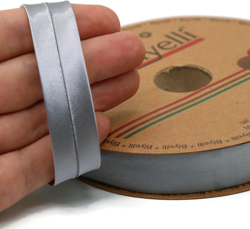 Biyelli Fold Satin Bias Tape - 99+ Colors - 3/4 Inches Wide - 27 Yards - Fold Satin Binding Bias Ribbon Fabric Piping Bias Binding Tape for Sewing Clothing DIY (11. Fossil Gray) BYS11 - Image 4